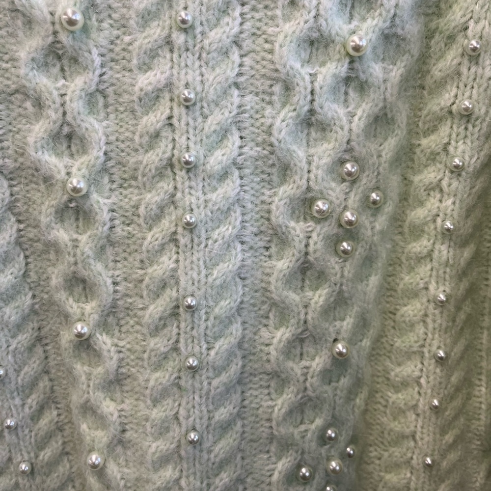 Zara Mint Green Sweater with Pearl Detailing- holiday perfect ! size small euc - Picture 15 of 15